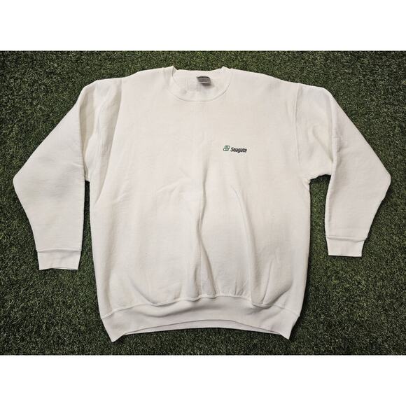 Vtg Oneita Power-Sweats Mens Pullover Sweatshirt White XXL SEAGATE 1989-1994 USA - Picture 3 of 6